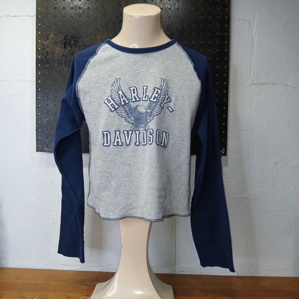 HARLEY DAVIDSON Y2K BIKE WEEK LONG SLEEVE SHIRT womans sz m glitter letters